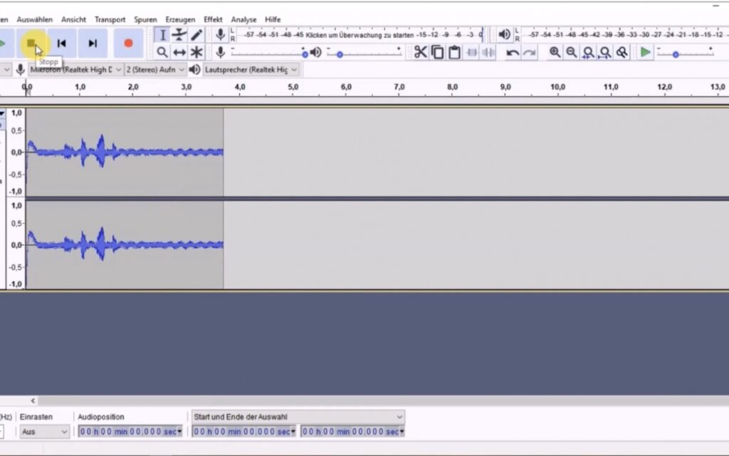 Ein Foto des Softwares Audacity
