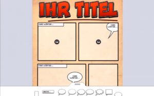 Ein Comic-Vorlage, wo man selber Bilder und Text einfügen kann.
