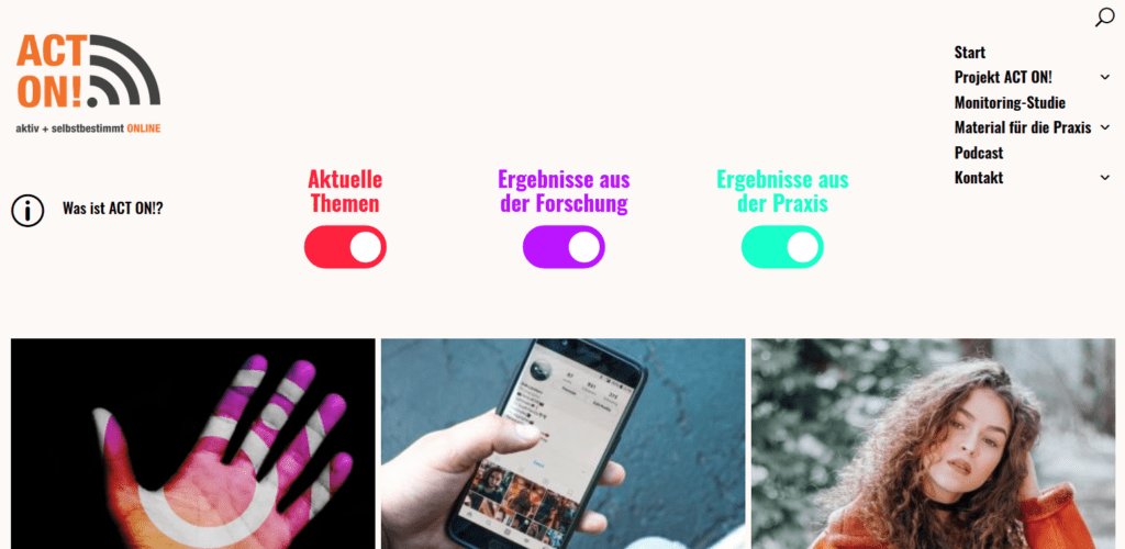 Die Homepage des Projekts ACT ON!