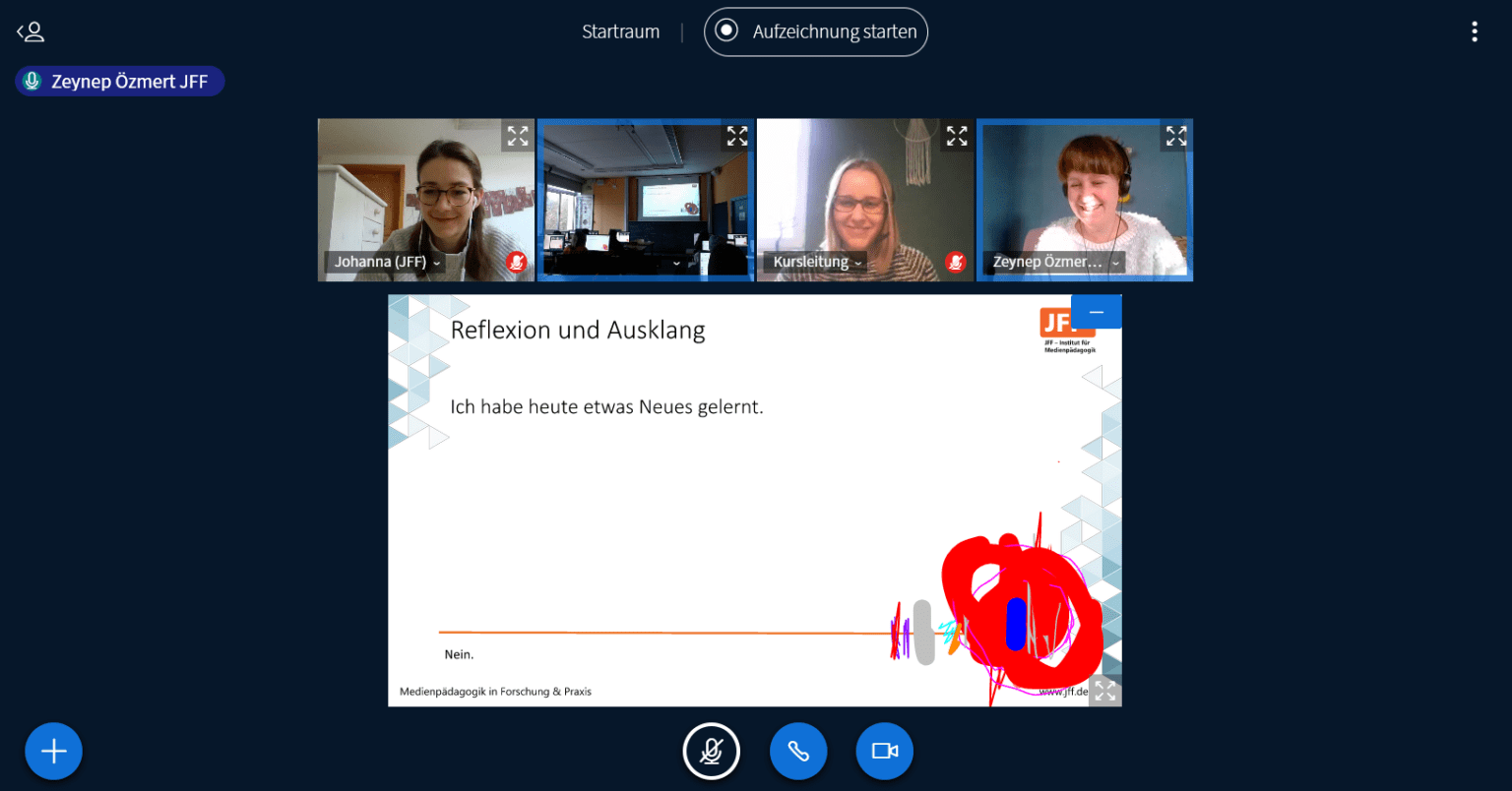 Ein Screenshot eines digitalen Workshops.