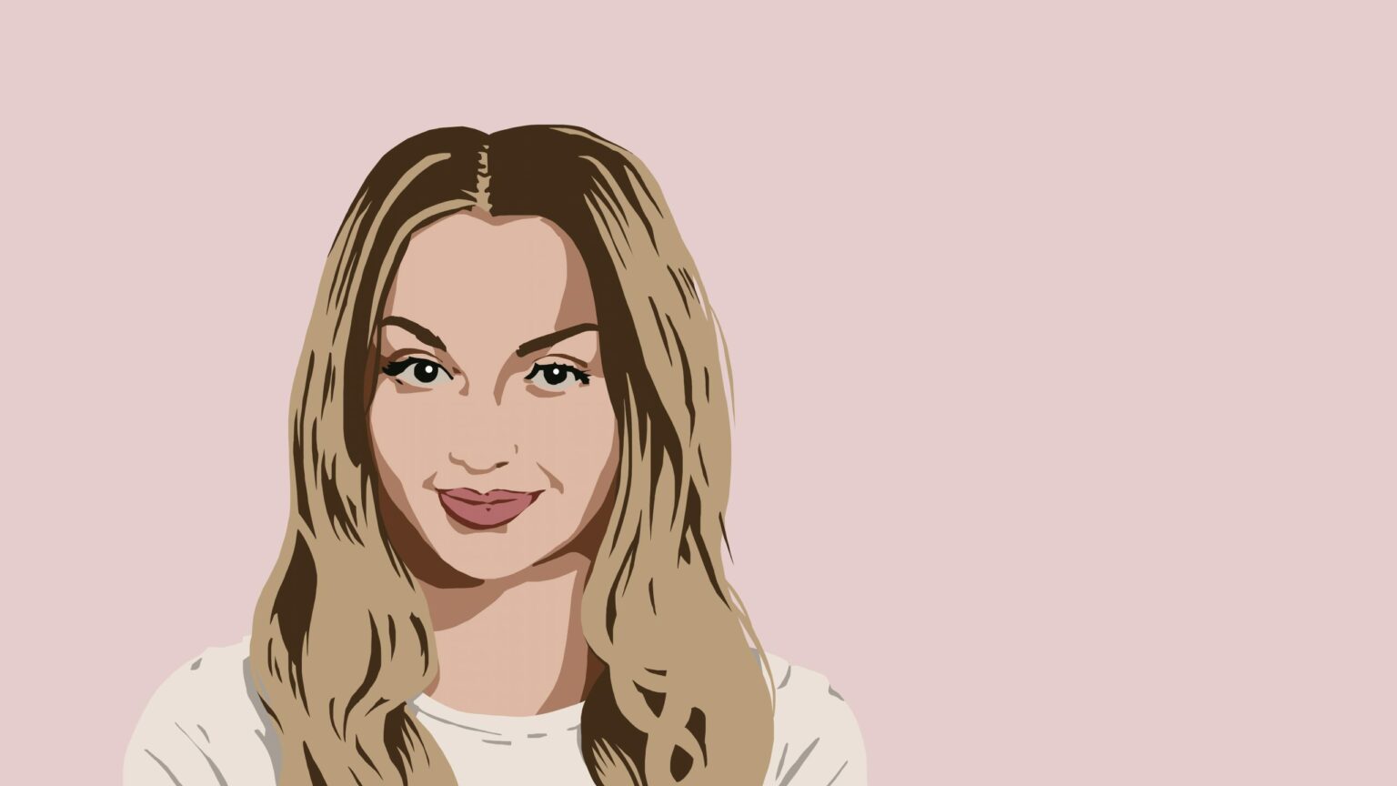 Zeichnung einer lächelnden Frau mit brünetten Haaren. Die Zeichnung bildet die YouTuberin "Xlaeta" ab.