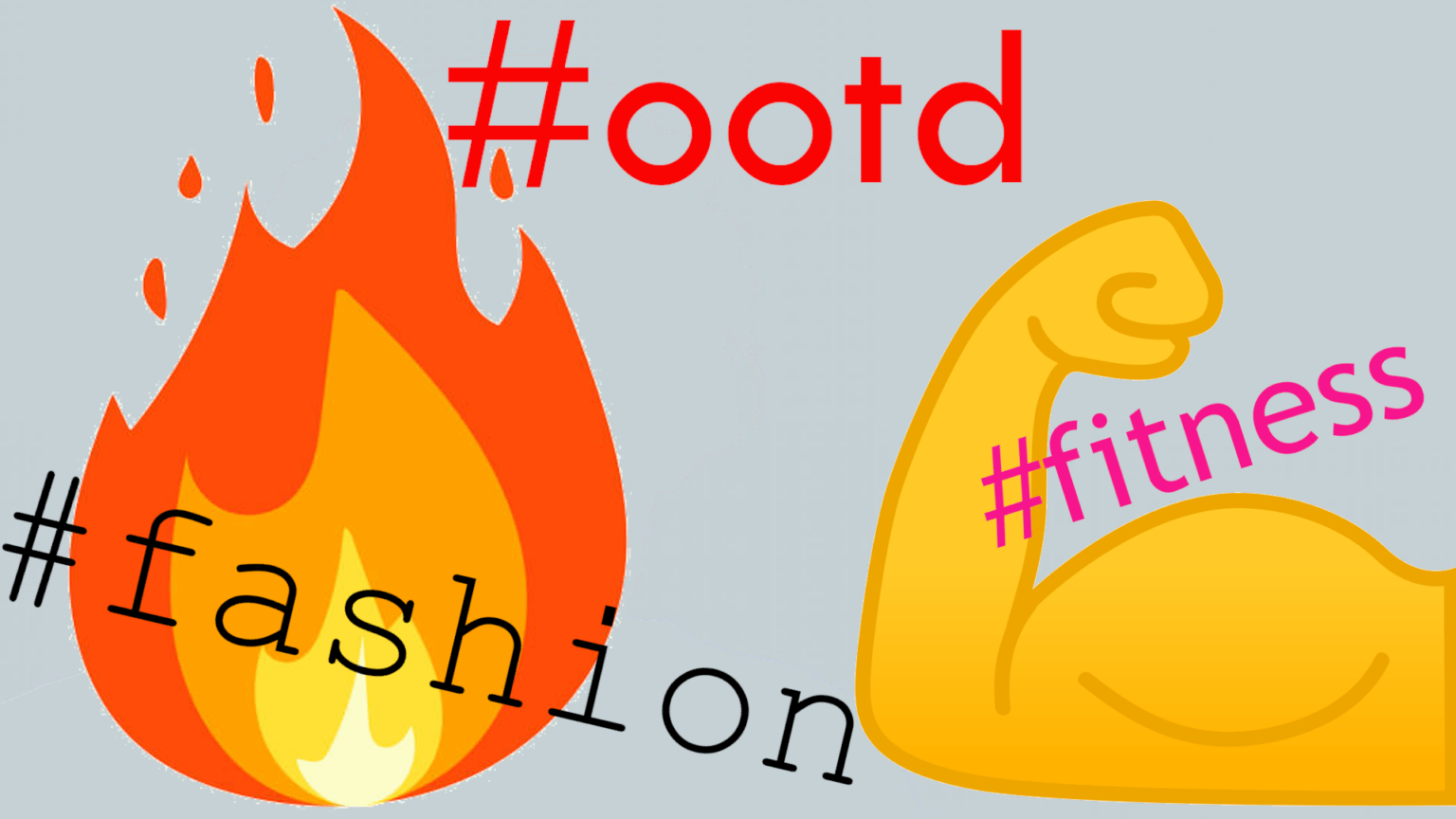 Abbildung, die verschiedene Emojis und häufig genutzte Hashtags zum Thema Körperbilder auflistet
