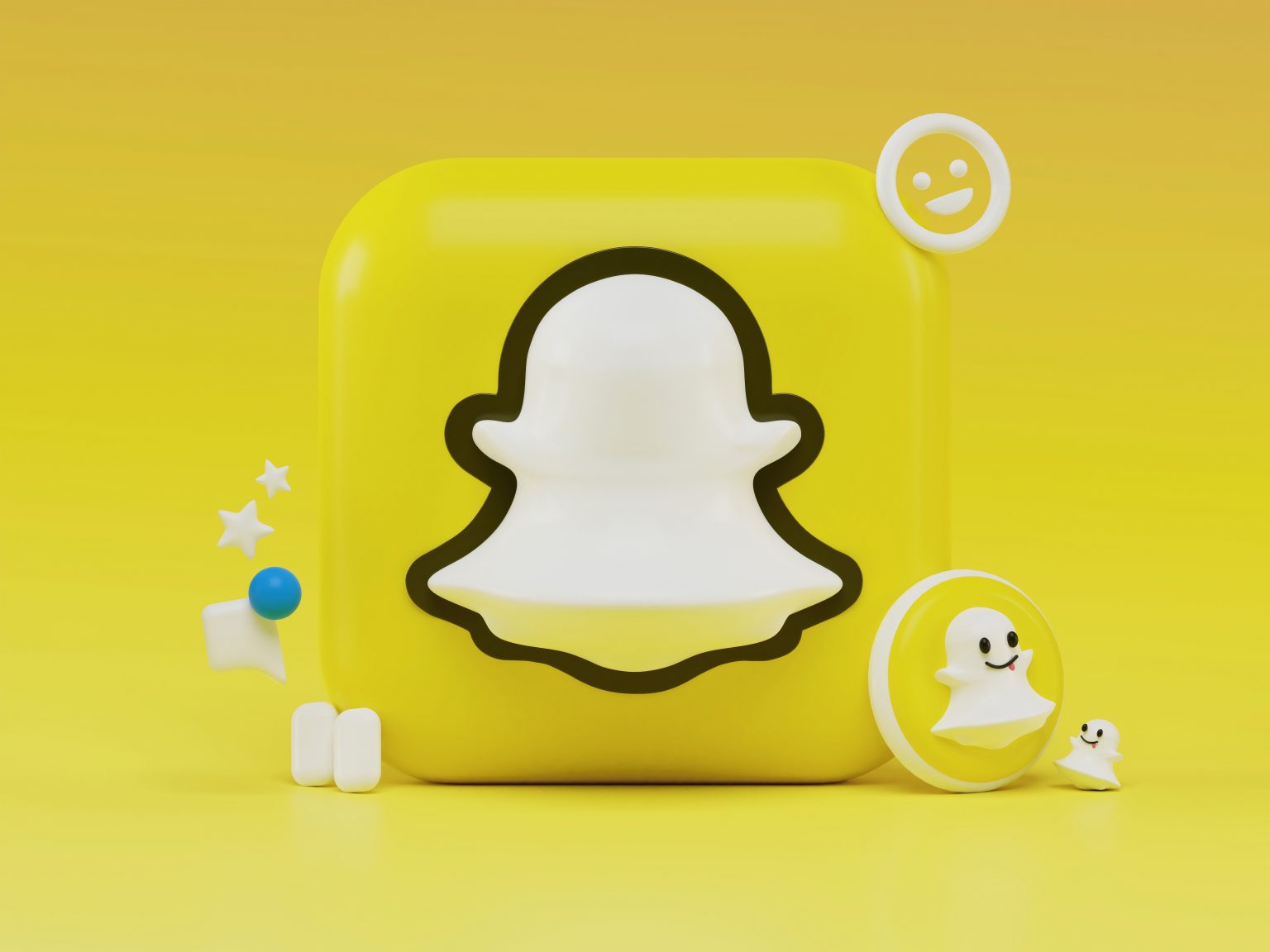 Snapchat-Logo in 3D mit Emojis
